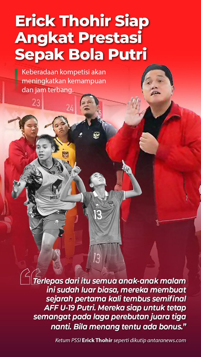Intinya kita semua sebagai Insan pecinta sepak bola Indonesia percayakan sepenuhnya dgn Ketua umum PSSI <a href="/erickthohir/">Erick Thohir</a>, baik putra ataupun Putri Optimis Sepak bola Indonesia bangun dr tidur 👏🏻👍🏼

#GueBarengErickThohir