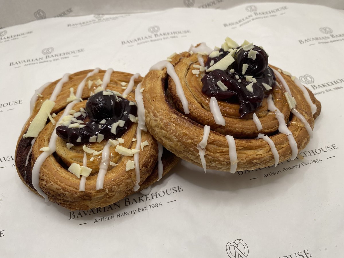 It's #nationalcherryday tomorrow! and we wanted to showcase a couple of our cherry products! like these delicious cherry Danish #mustbebavarian #awardwinning #glasgow #glasgowfood #supportlocal #artisan #eatglasgow #glasgowbaker #lanarkshirelarder #glasgowfoodie #scottishbaker