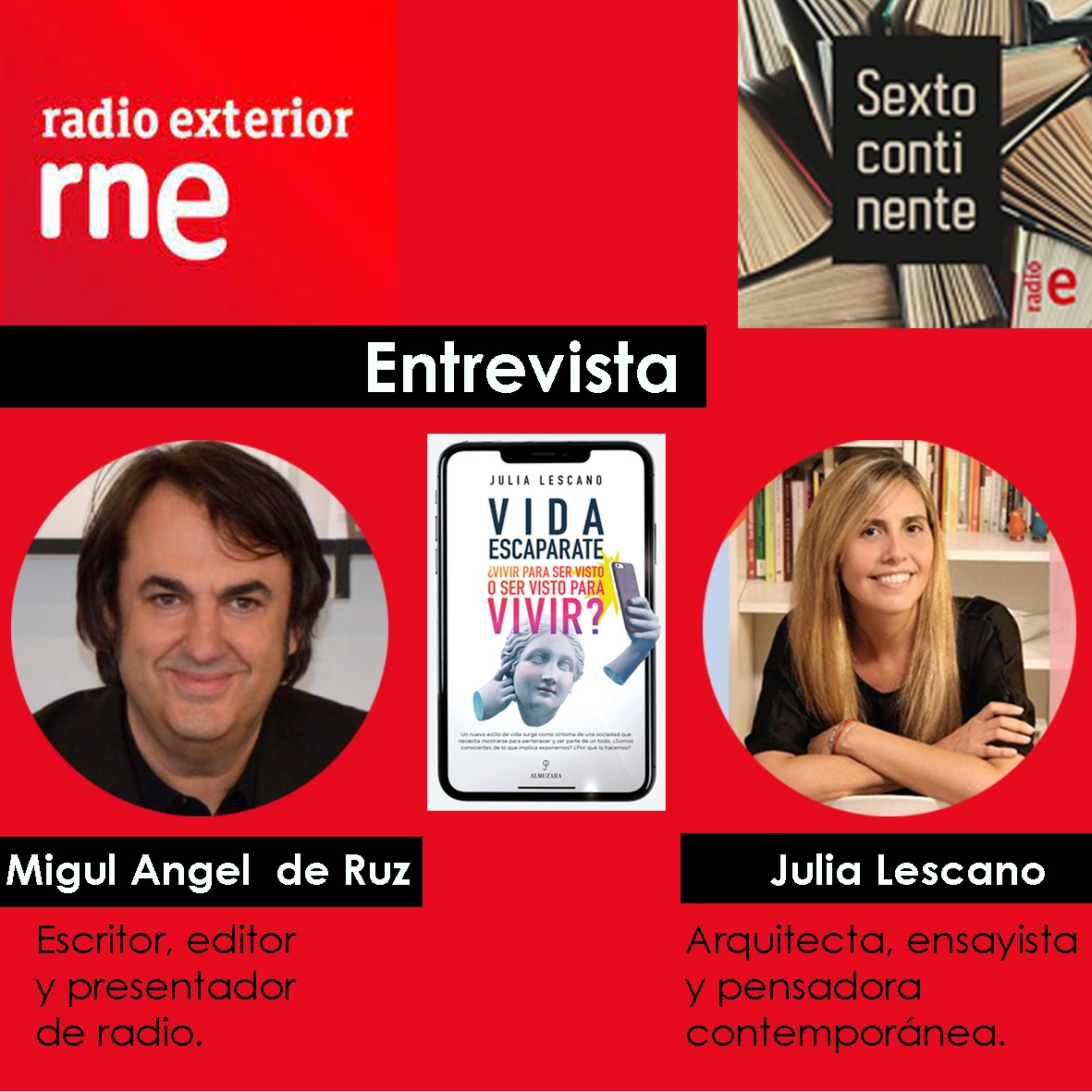 JuliaLescano22's tweet photo. Tuve la suerte de ser entrevistada por @miguelangederus en su programa @RNESextoContine 🎙️ para @ree_rne
@rne

Gracias por la invitación y por recomendar #VidaEscaparate 📚🤳 también a @jamolgom

Me pueden escuchar 🎧sobre el minuto 37 en  https://t.co/wUZ0m8oqzq

#FelizSabado https://t.co/NzVldk1Edr