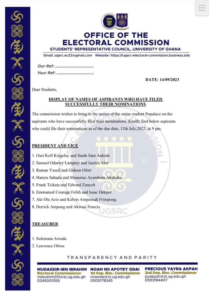 UG_SRC_EC's tweet photo. VETTING OF UG SRC CANDIDATES IS TODAY https://t.co/lwY943u3UJ