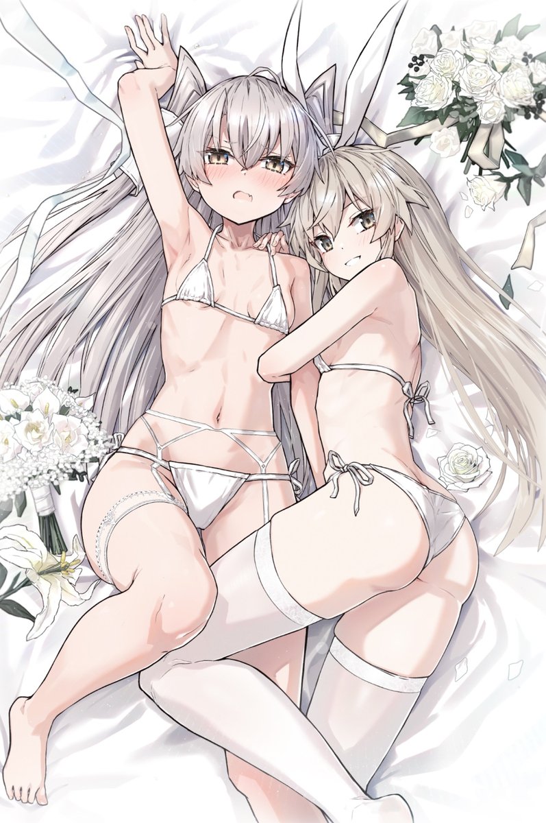 天津風(艦これ) ,島風(艦隊これくしょん) 「純白ビキニ」|小鳥遊啓のイラスト