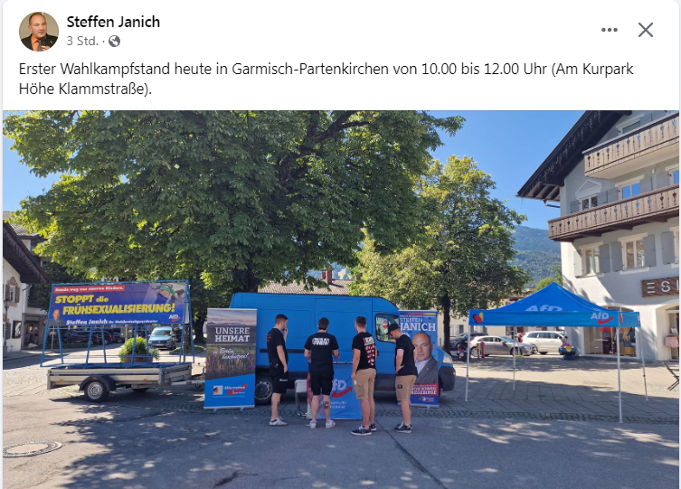 #AfD Wahlkampfstand in #GarmischPartenkirchen leider wegen Überfüllung geschlossen 🤣