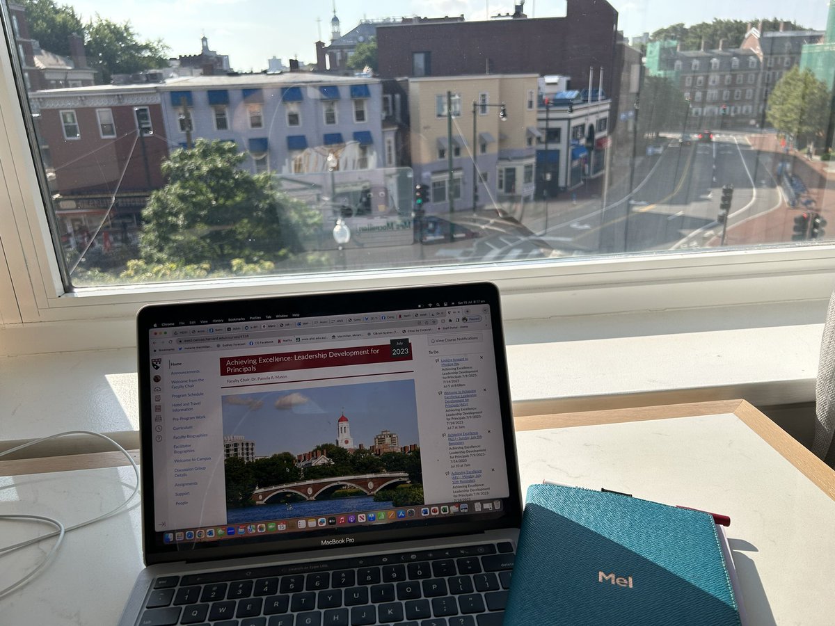 Last time reflecting on @hgse Achieving Excellence: Leadership Development for Principals. Beautiful view of Harvard Square from my hotel window. TY @HarvardClubAust @PEFOZ