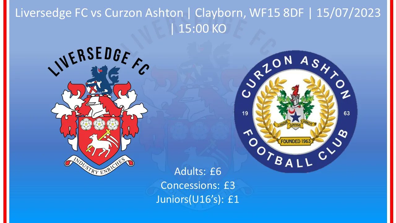 Liversedge FC on Twitter "GAME DAY! 🆚 CurzonAshton 🏆 PreSeason