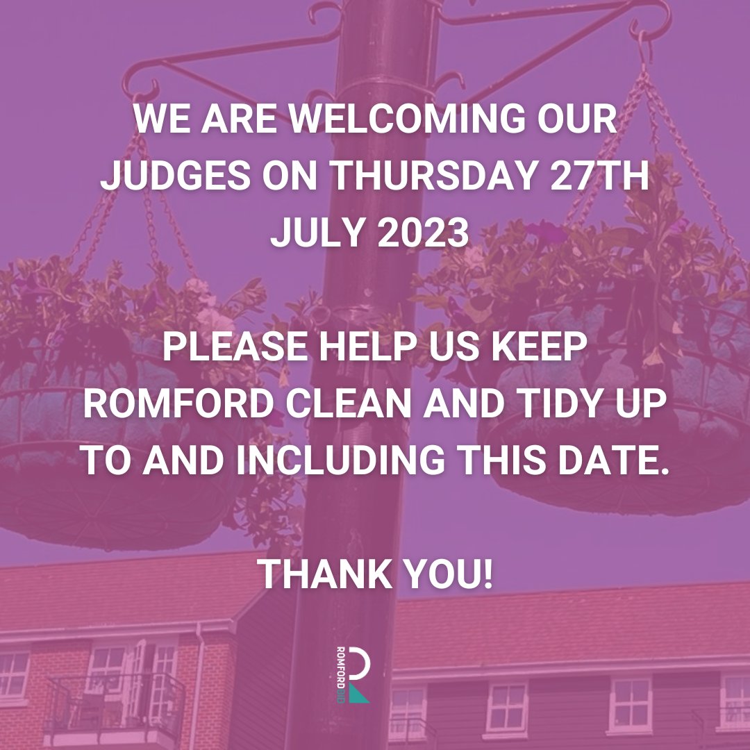 Did you know we are a Britain In Bloom finalist and need your help keeping Romford clean and tidy until the 27th of July, 2023! 🙌 

#BritainInBloom #Romford #Community #Finalist #Awards #RomfordBID