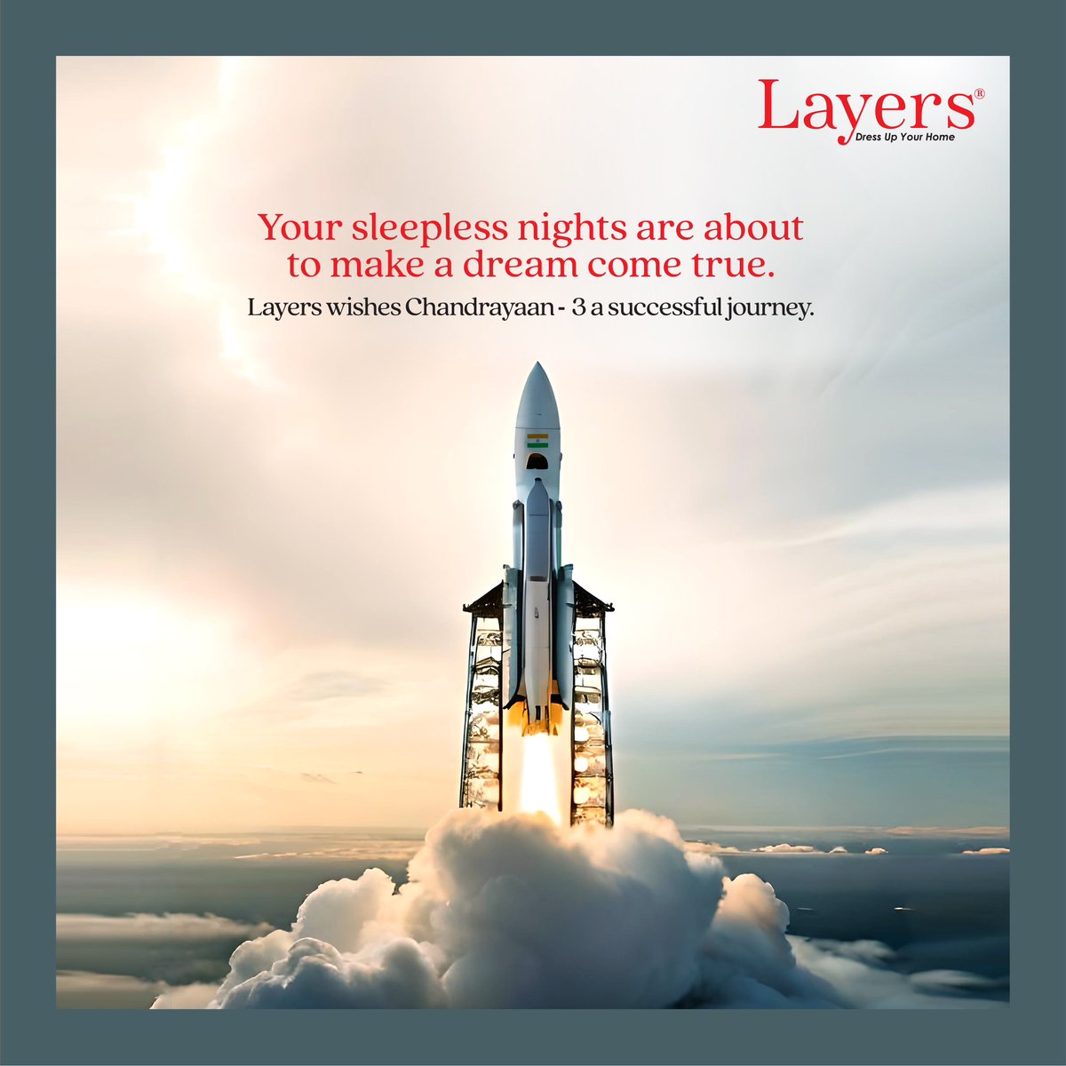 LayersIndia's tweet photo. Layers pays tribute to the endless heart, hope, and effort fuelling the Chandrayaan-3 to the moon.
.
.
#Chandryaan3 #India #Isro #Layers #DressUpYourHome https://t.co/j7OE2RXwgK