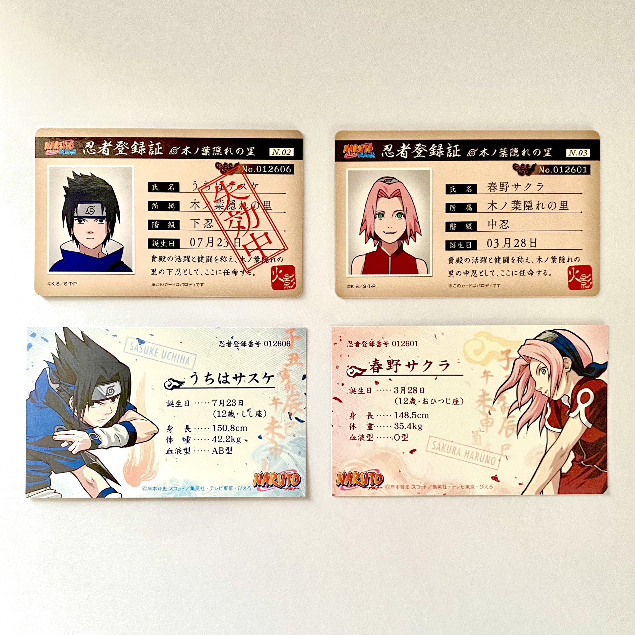 NARUTO ナルト　パロディカード　はたけカカシ　忍者登録証 NARUTO 忍者登録証 はたけカカシ ① バラエティーカード