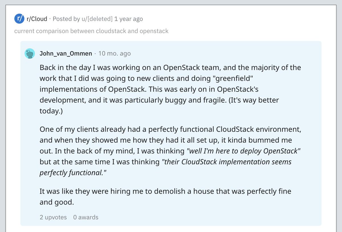 RohitYadavCloud's tweet image. Found a gem on r/Cloud #CloudStack #CloudStackJustWorks

source: reddit.com/r/Cloud/commen…