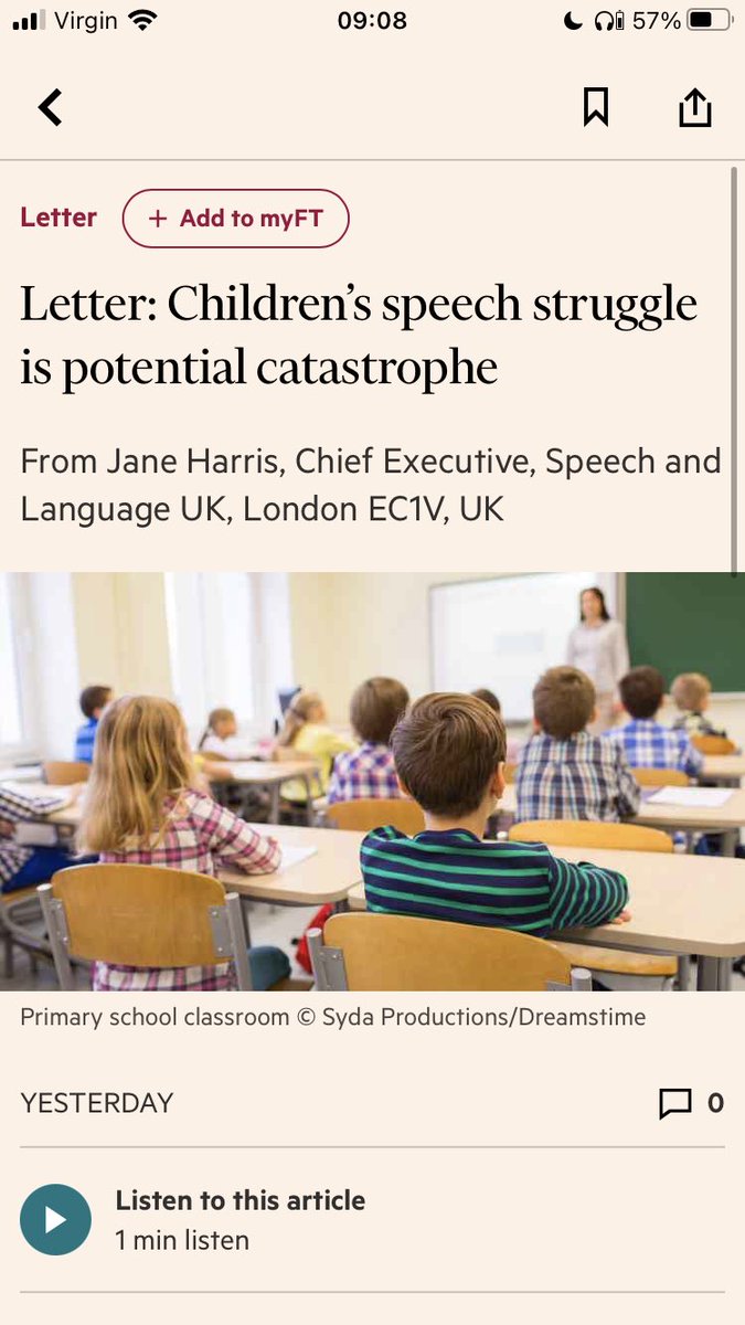 Children’s speech and language challenges are in the letters page of the Financial Times today. We’ve got to keep speaking up about the 1.7 million children who need more help. 1/