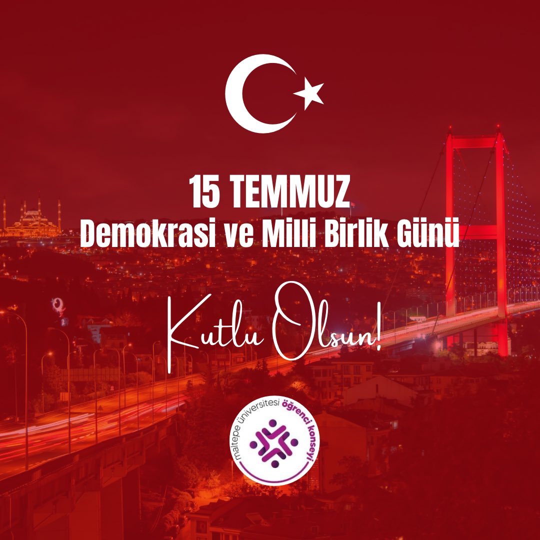 15 Temmuz Demokrasi ve Milli Birlik Günü Kutlu Olsun 🇹🇷

#15Temmuz
#DemokrasiveMilliBirlikGünü
#MauKonseyi
#MaltepeÜniversitesi