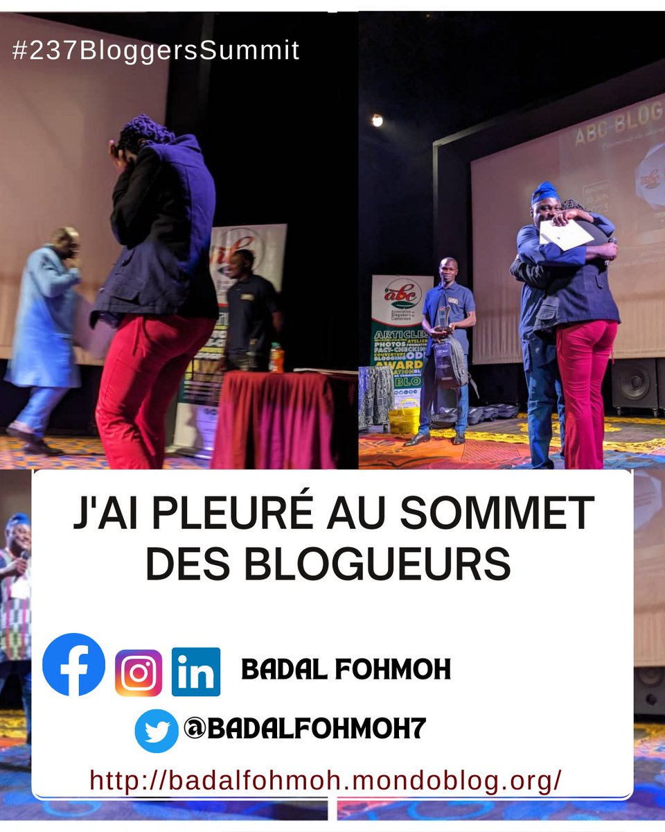 Badalfohmoh7's tweet photo. J'ai pleuré c'est vrai, mais ce n'est que la preuve palpante de mon humanité 😅🤪. Dans ce billet, je partage avec toi mon ressenti lors de trois moments clés du sommet #237BloggersSummit
Lis ici 👇🏿
https://t.co/GxdkZIwMlQ
#Badal https://t.co/9QW34hLDb7