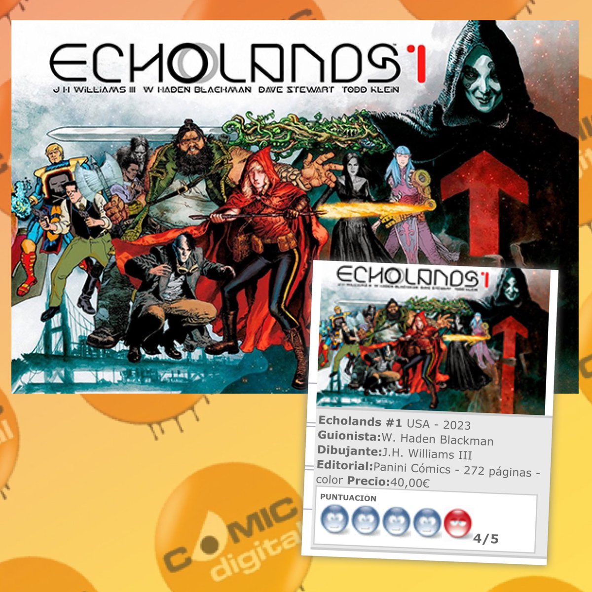#BuenosDías. Vamos a empezar el fin de semana con nuestra #reseña para Echolands #1, una alucinante obra de #JHWilliamsIII y #WHadenBlackman que ha presentado <a href="/PaniniComicsEsp/">Panini Cómics España</a> 

bit.ly/3XUa68e

#Cómics #Tebeos #VeranitoLector #Fantasía #Julio2023 @JHWilliamsIII