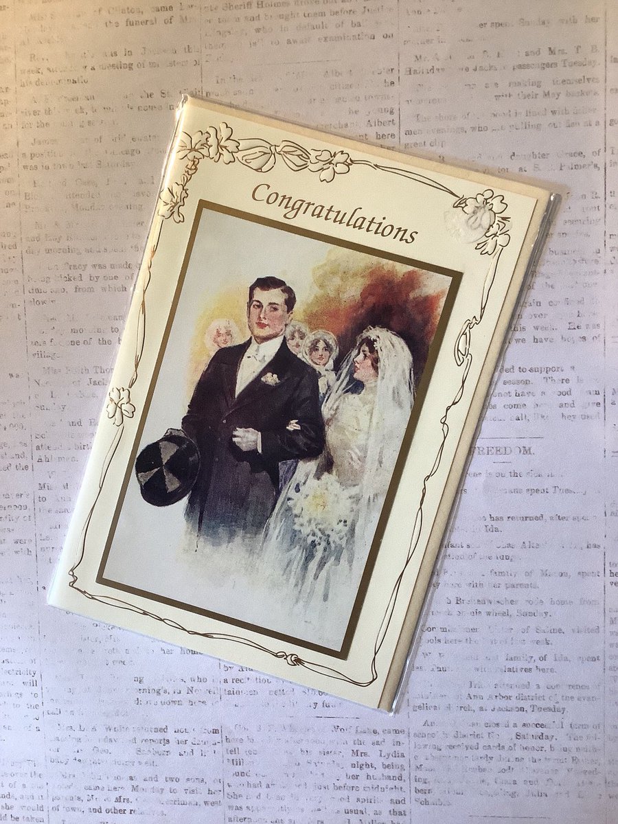 WatsonsVintage's tweet photo. NEW LISTING We only have ONE of these STUNNING Vintage Victorian Bride and Groom Design Cards available in our Emporium. There is a sweet greeting inside too. https://t.co/ahxJo1eqHv #WeddingDayCard #Congratulations #VintageStyleWedding #NostalgicCard #CardToKeep https://t.co/FjmuCGYdob