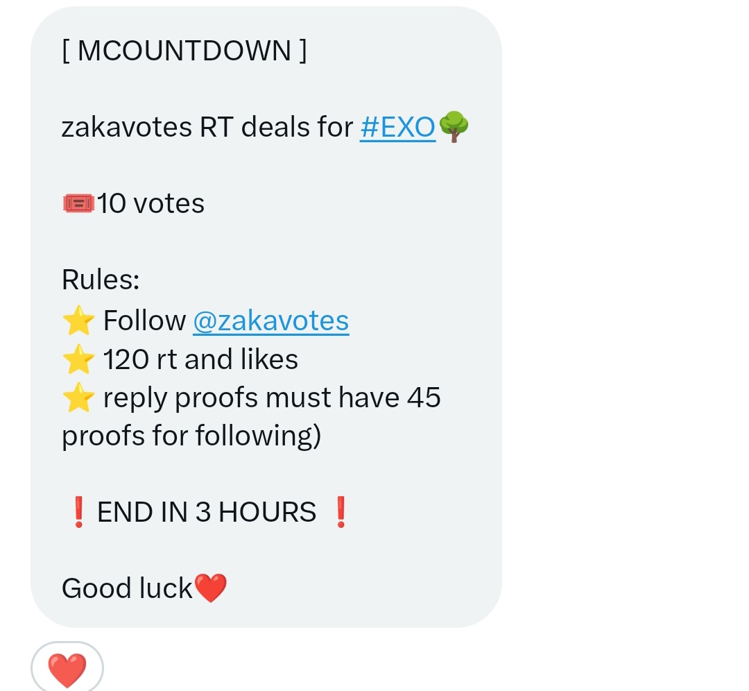 AlienEXO_L9's tweet photo. Attention EXOLs ‼️‼️‼️
Mcountdown deal for #EXO 
🎟️ 10vts

~ 120 likes and rts
~ Follow @zakavotes 
~ Drop atleast 45 proofs of following

Ends in 3 hrs 📢📢📢

Complete this fast Eris 🔥🔥 Fighting for @weareoneEXO #EXO_CreamSoda https://t.co/GVrKQtZuMf