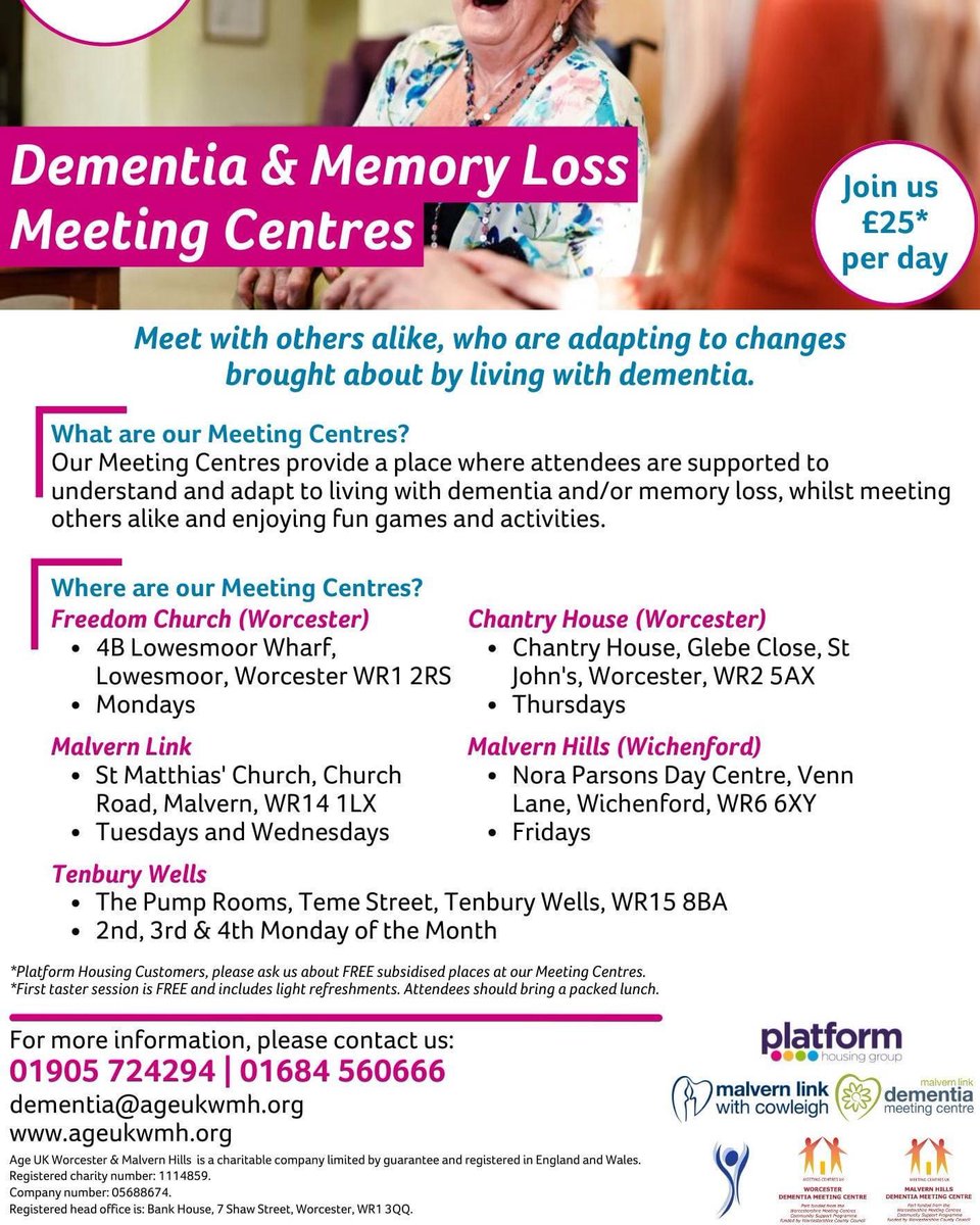 @AgeUKWMH hold regular dementia meeting.

Are you suffering and feeling isolated? These meetings could boost your wellbeing.