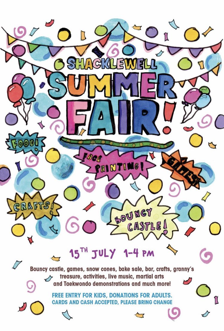 Todays the day! Roll up Roll up, The Summer Fair is on today 1-4pm. All welcome, free entrance for kids,  donations welcome. <a href="/ShacklewellE8/">Shacklewell Primary</a>