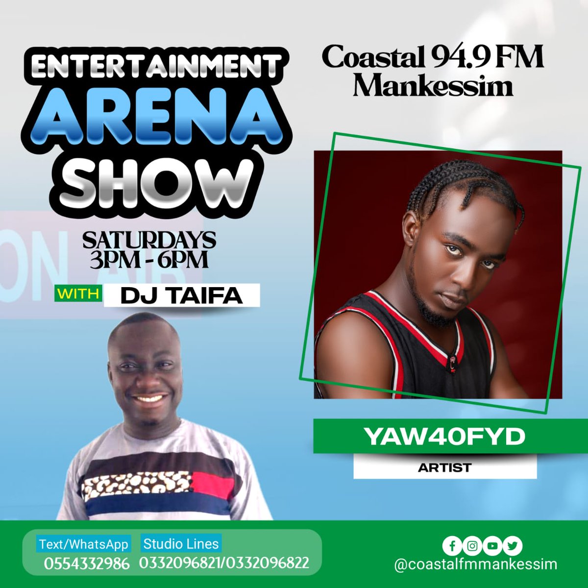 Coleman_De_Prom's tweet photo. Exclusive interview with Yaw40fyd on Coastal FM this afternoon ‼️🔥🔥
Make sure you join the Convo!
.
.
.
https://t.co/iQCNFfiVug https://t.co/PdVRL4CJ6T