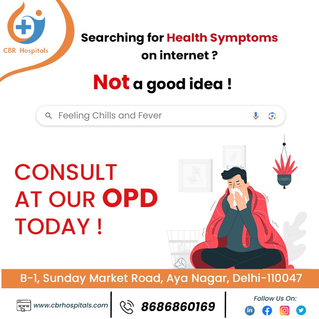 The Internet is an amazing resource. But when it comes to diagnosing your symptoms, always believe an expert doctor! 
Consult a doctor at our #opd today to get accurate diagnoses for your #health problems!
For any queries 📞 8686860169

#opdservices #symptoms #cbrhospitals