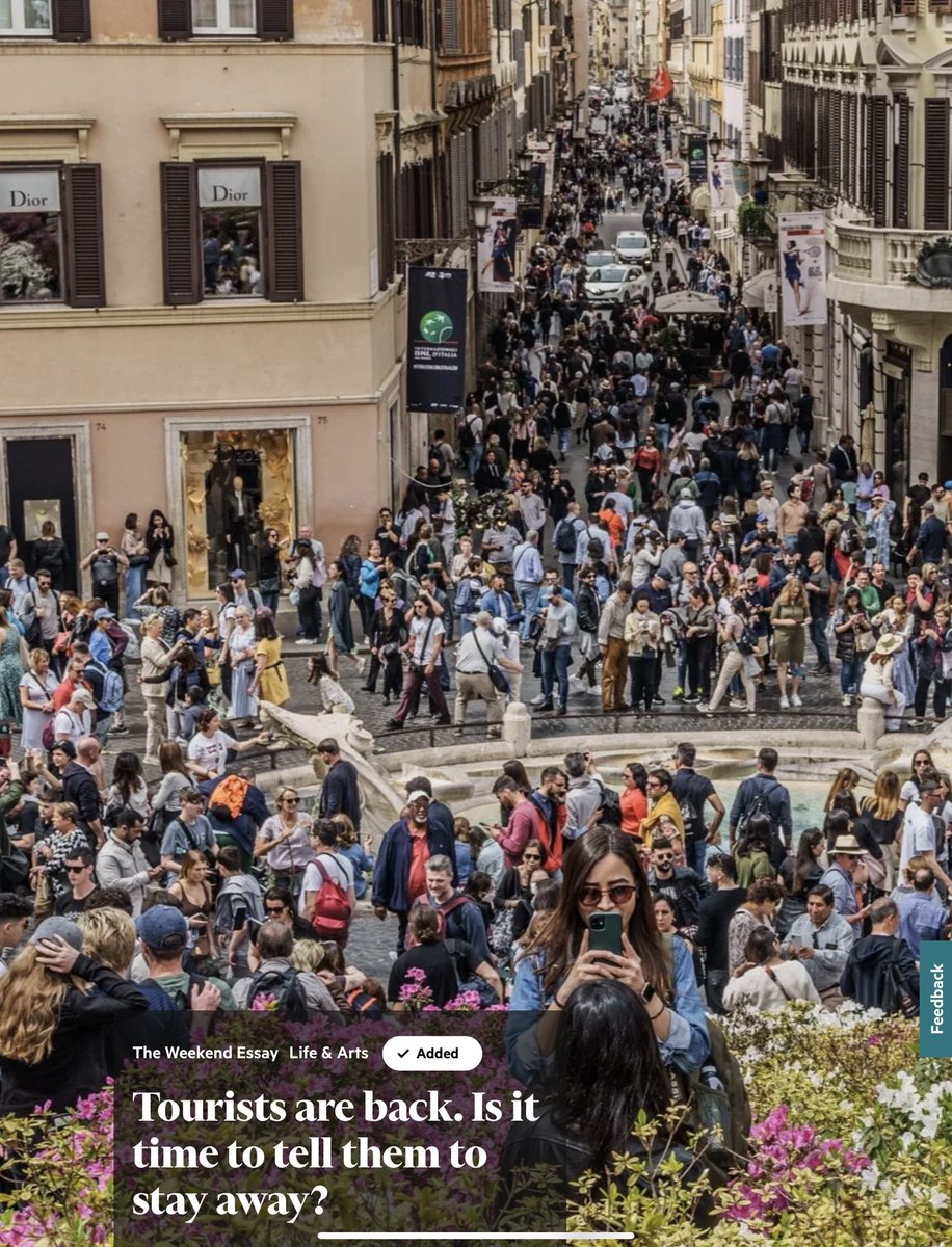 ROBZIK's tweet photo. Oggi sul @FinancialTimes un tema cruciale. Il turismo sta uccidendo le città. È ora di dire: restate a casa. https://t.co/dyefGGRePm