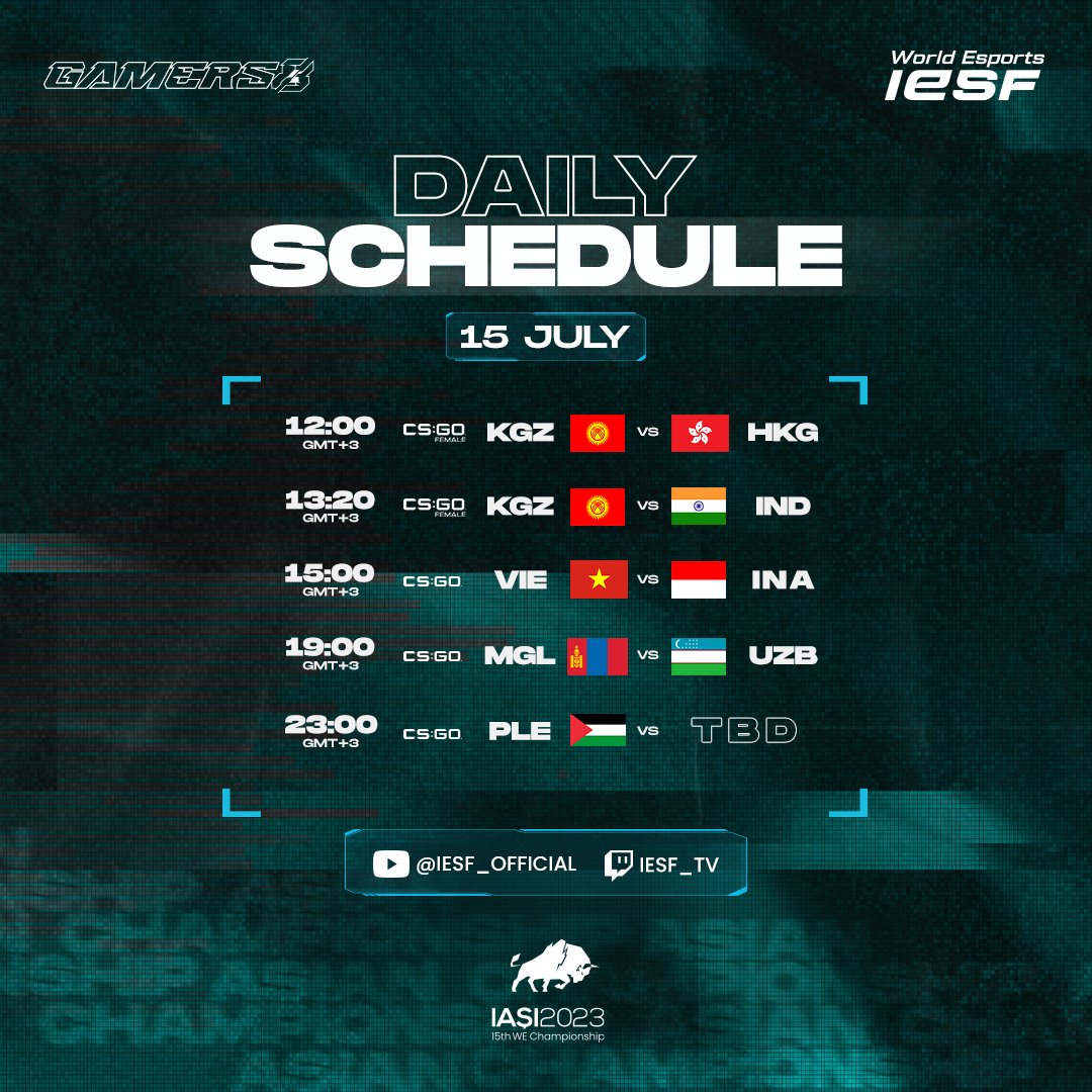 iesf_official's tweet photo. Getting the best from both sides! CS:GO, CS:GO Female Showcasing on today's schedule!✌️

Don't miss out on the action, come and watch the game LIVE!

📺 https://t.co/1sFpd1Ekhl
📺 https://t.co/tagtXoWnEV

#WEC23 #IESF #Iasi2023 #WorldEsports #CSGO #CSGOFemale #Riyadh https://t.co/aUVcjVq4kD