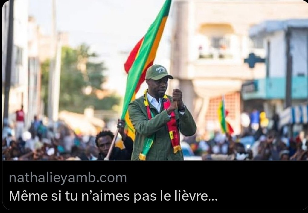 Nathalie Yamb (@nathl_yamb) on Twitter photo Même si tu n’aimes pas le lièvre, il faut reconnaître qu’il court vite! Paisible anniversaire, <a href="/SonkoOfficiel/">Ousmane Sonko</a>, et joyeux concert de casseroles aux Sénégalais ce soir! Même si tu n’aimes pas le lièvre, il faut reconnaître qu’il court vite! Paisible anniversaire, <a href="/SonkoOfficiel/">Ousmane Sonko</a>, et joyeux concert de casseroles aux Sénégalais ce soir!