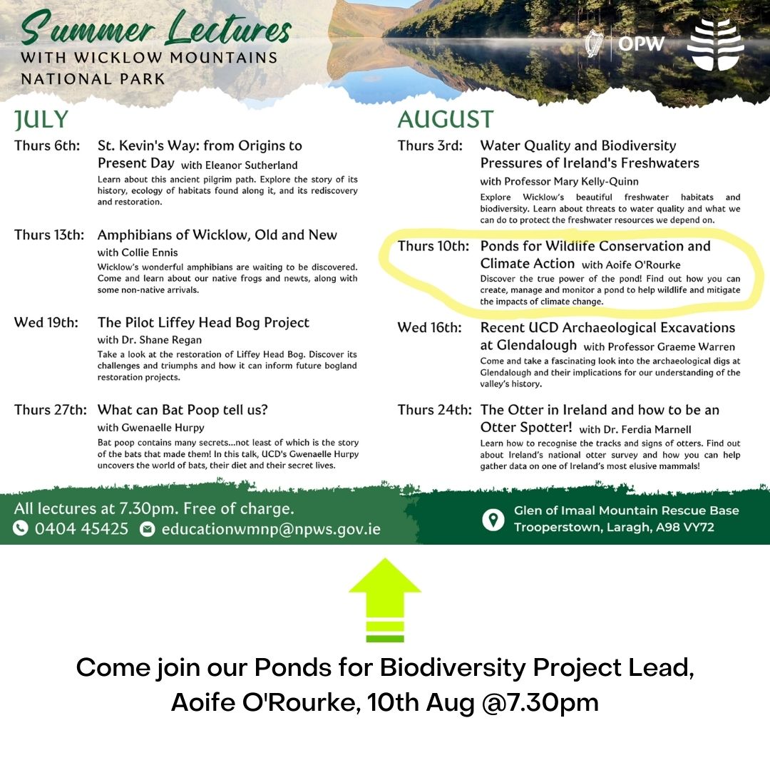 Come join our Ponds for Biodiversity Project Lead, Aoife O'Rourke, as she outlines the importance of ponds for wildlife conservation and climate action! 

 #AnTaisce #AnTaisceLegacy4LIFE #L4LPondsforBiodiversity