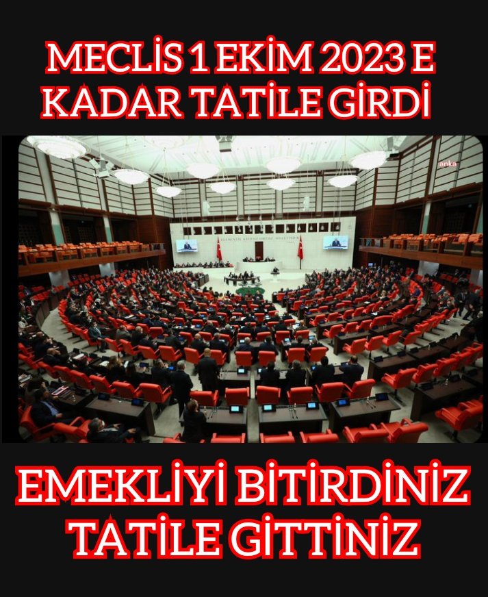 EMEKLİYİ BİTİRDİNİZ
Tatile gittiniz ...‼️
#EmekliyiBitirdiniz
<a href="/TBMMGenelKurulu/">TBMM Genel Kurulu</a> <a href="/Akparti/">AK Parti</a> <a href="/isikhanvedat/">Prof. Dr. Vedat Işıkhan</a>