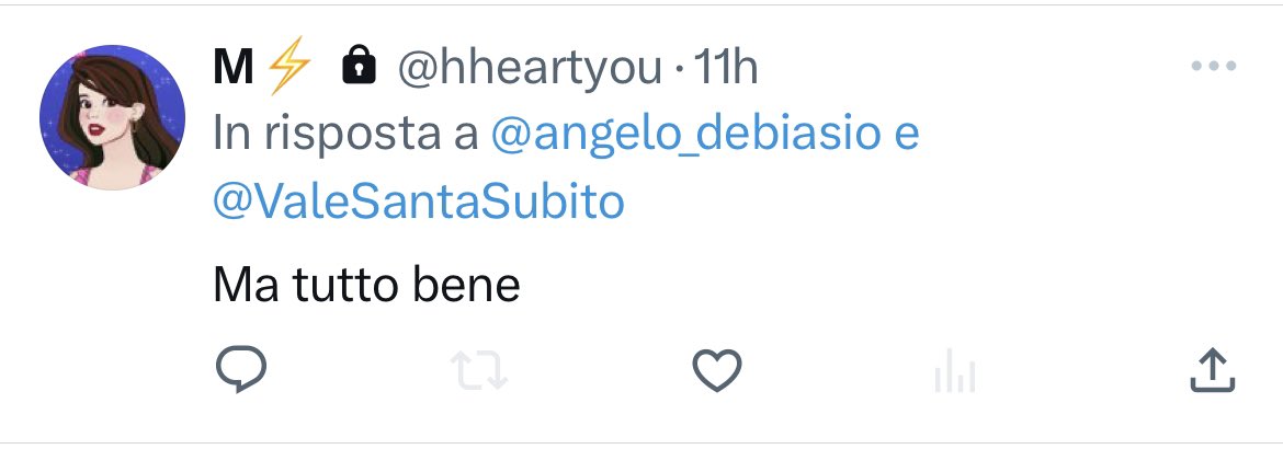 Rispondi qui perché il tweet è stato tolto. 
Comunque si tutto bene grazie 🥰