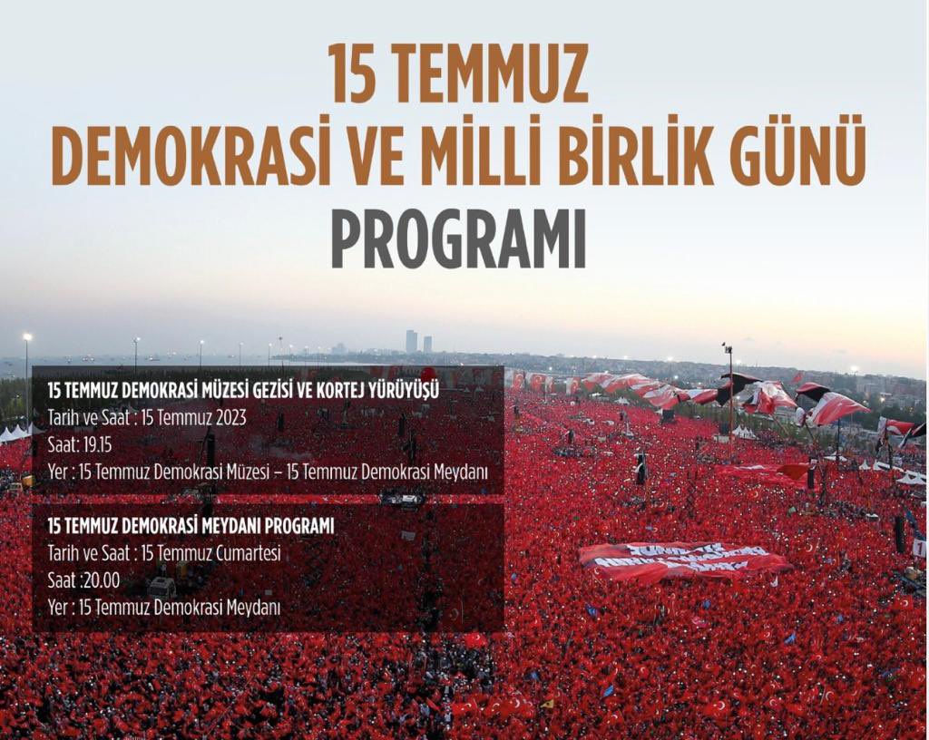 #15Temmuz mücadelemizin zirvesi, şanlı milletin zaferidir! Türkiye Yüzyılı’nın Kahramanları’nı birlikte yâd etmek adına, bu akşam saat 19:15 ’de 15 Temmuz Demokrasi Müzesinde kortej yürüşümüze tüm teşkilatımızı ve hemşehrilerimizi davet ediyoruz...