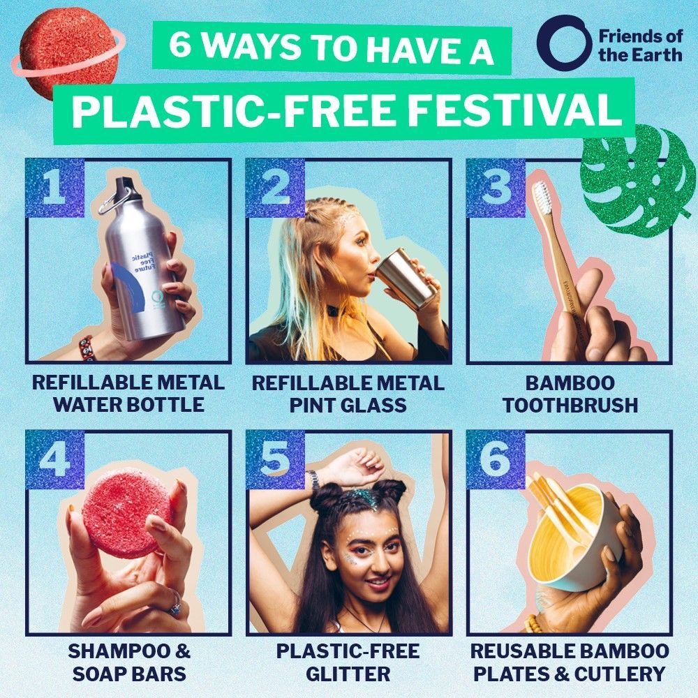 thisisfreegle's tweet photo. Half-way through #PlasticFreeJuly and it's #festival season!

6 easy ways via @friends_earth to use less plastic while you're enjoying summer vibes.
https://t.co/chvYgQcdUn

#WasteNot #NoSingleUse #Reusables #PlasticFree https://t.co/RoeQchLcCc
