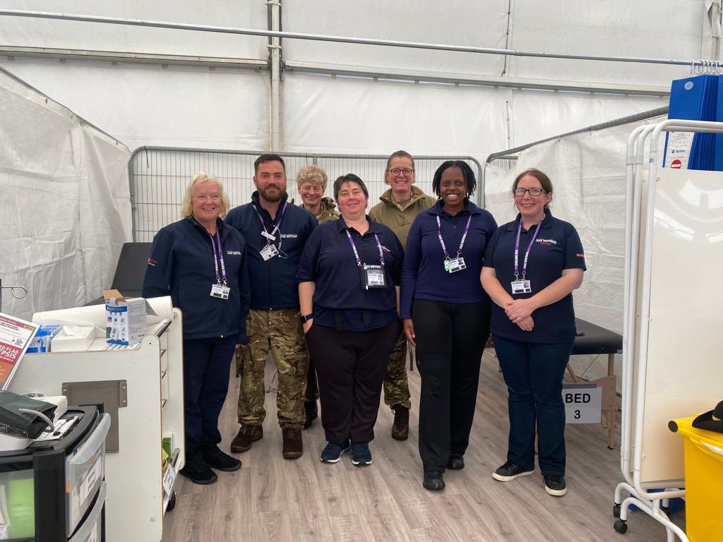 A rainy RIAT ‘23! The mood wasn’t dampened though for Sqn Ldr Richie Wherry &amp; his 140 person medical team supporting the event.Military,civilian &amp; volunteers working seamlessly together to care for all.Great conversations with Reserves &amp; members of the First Aid Nursing Yeomanry.