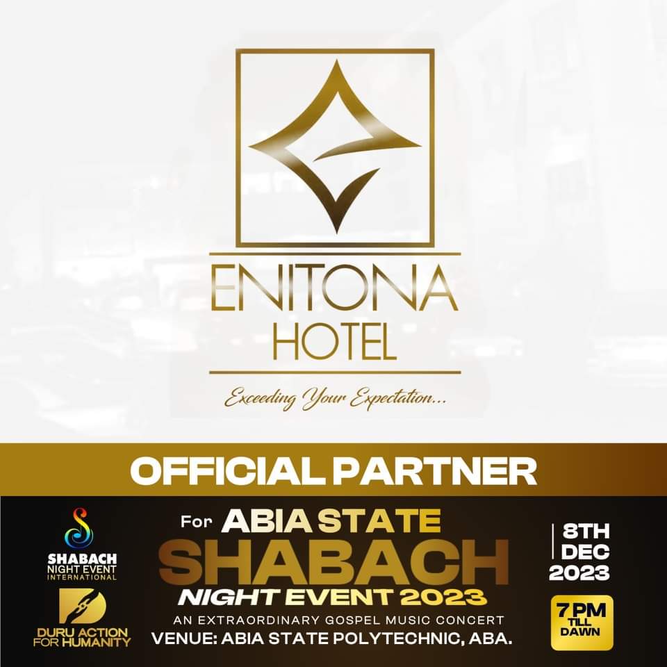 shabachnytevent's tweet photo. We are excited to announce our latest partnership with Enitona Hotel, Aba. 

As part of our drive to provide the best hospitality for our team and special guests for the Abia State Shabach Night Event, we've signed a second hospitality partnership with Enitona Hotel. 

Abia State Shabach Night Event will be a praise and worship experience like no other as thousands of people from all walks of life converge at Abia State Polytechnic, Aba to Praise Down God's Glory on Friday 8th December 2023.

Host: Bishop Duru Sunday Junior (The Philanthropist), Global President, Shabach Night Event International.