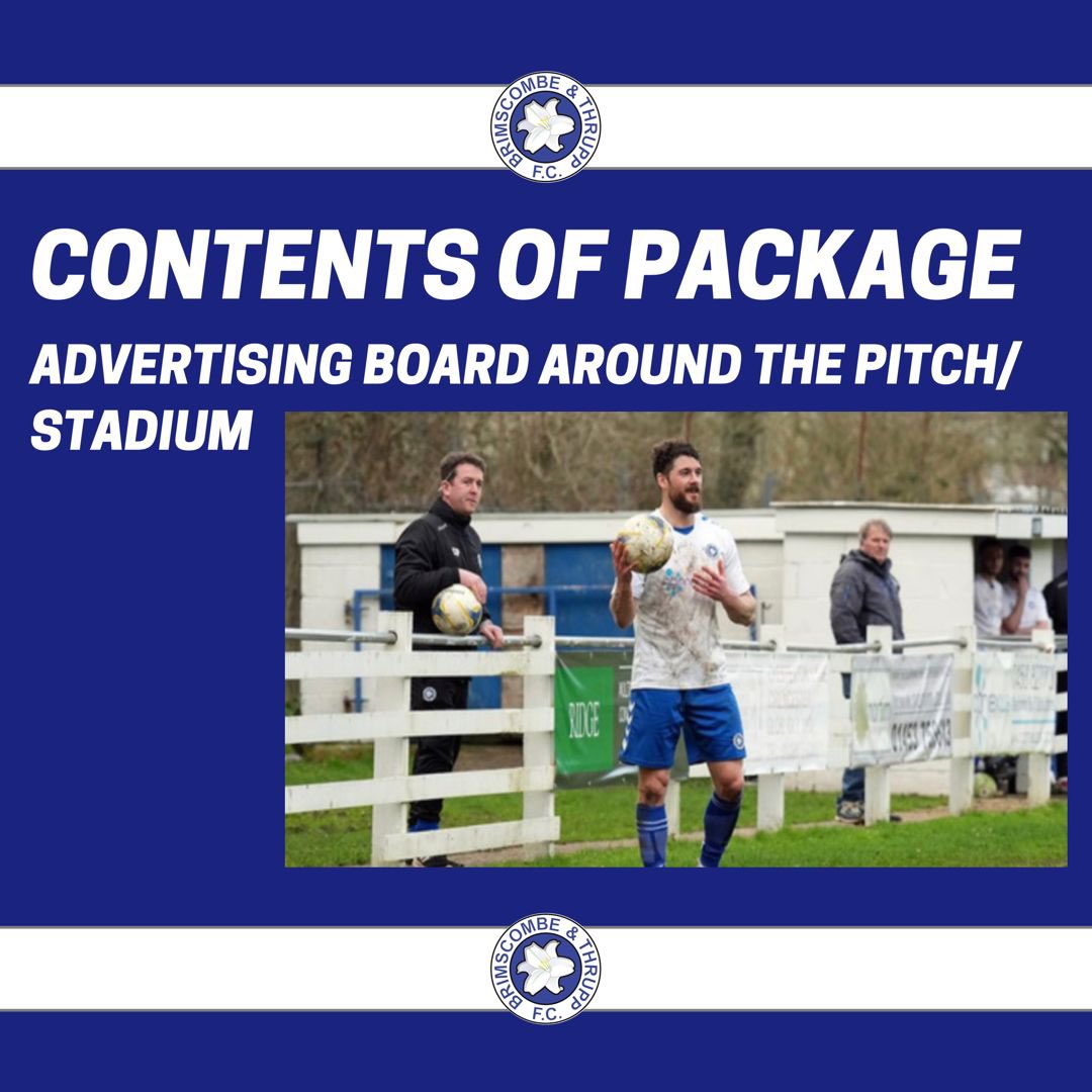 Btfcthemeadow's tweet photo. 🔵⚪️🔵⚪️

𝗔𝗱𝘃𝗲𝗿𝘁𝗶𝘀𝗶𝗻𝗴 𝗕𝗼𝗮𝗿𝗱 𝗗𝗲𝗮𝗹𝘀 🤝🏻

If you would like to get a sponsorship board down at The Meadow this season and for the future, then take a look at what our package includes! 

Interested? If so get in touch! 

Email - 
brimscombeandthruppfc@yahoo.com https://t.co/liusyx3QGR