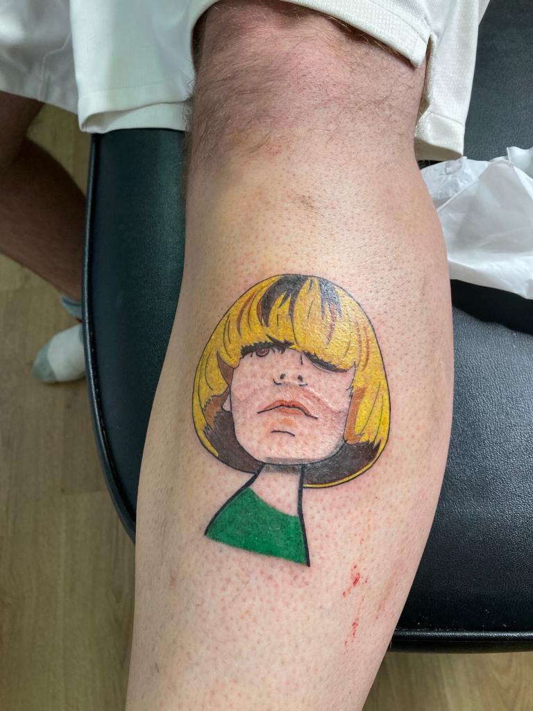 ChrisCarpchops's tweet photo. @Tim_Burgess just started my leg tattoo, hope you approve. https://t.co/9xGiSunyzS