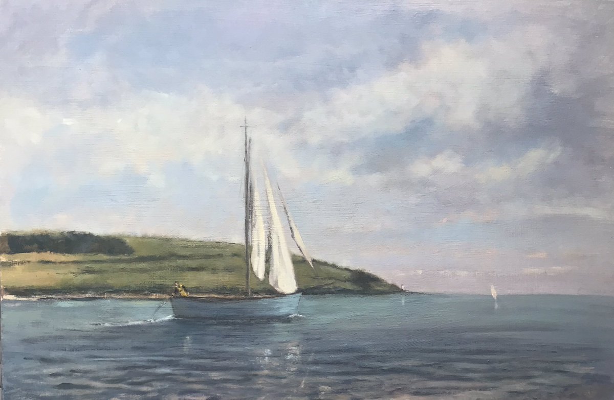 davidbeatsonart's tweet photo. “Oyster dredging by sail” oil on panel 50x33cm will soon be available @watersidegallery St Mawes https://t.co/M4b0hElBvT