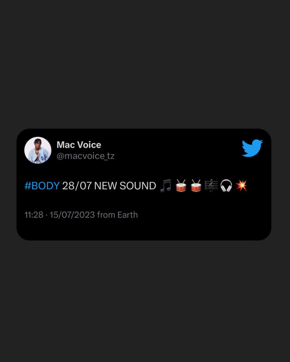 wasafitv's tweet photo. Tarajia Ngoma Mpya Iitwayo #BODY Ya Msanii Wa Bongo Fleva Nchini Kutoka Label Ya #NextLevel @macvoice_tz Kutoka Julai 28 Mwaka Huu 2023
#Macvoice Amethibitisha Hilo Kupitia Ukurasa wake Wa Twitter "#BODY 28/07 NEW SOUND 🔥🔥"
JE, Uko Tayari Goma Hilo Jipya ?
✍:@officialtriggah_
#AfricaIsWatching #WasafiDigital