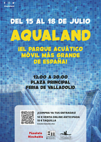 📢 Disfruta de #Aqualand 👉 #MejorEnBUS 

📅 Del 15 al 18 de julio

📌 Feria de Valladolid <a href="/feriavalladolid/">Feria de Valladolid</a>

⏰ De 12:00 a 20:00 horas

🚍 Líneas con parada cercana: 3, 4, 5, 6, 8 y 24