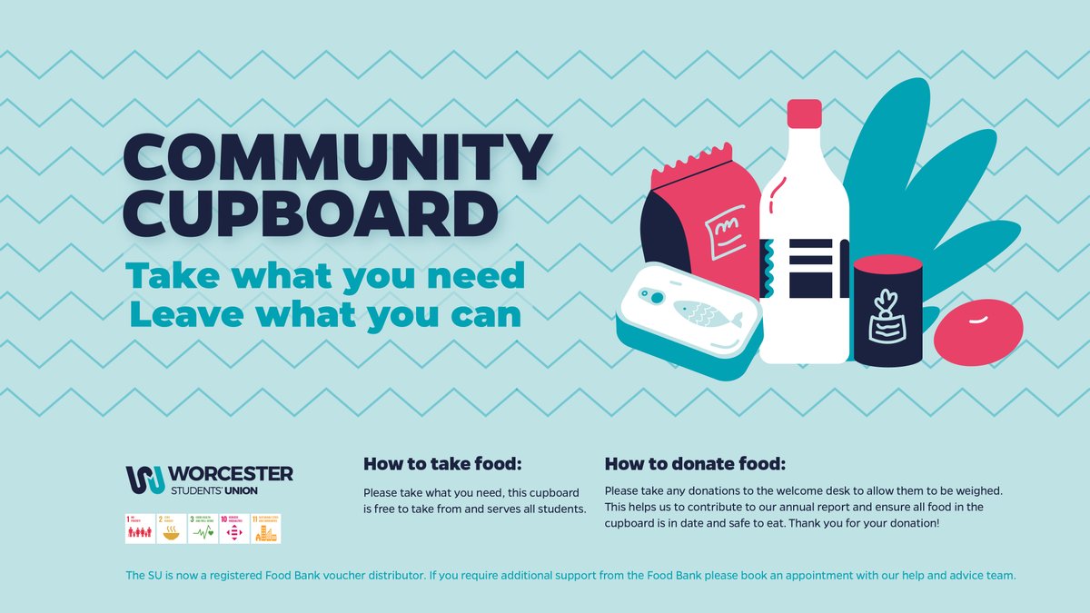 Donations to the Community Cupboard can still be made over the summer break. We accept donations of un-opened and non-perishable food, drink, and toiletry items at the SU Main Office, Monday-Friday 9am-5pm.