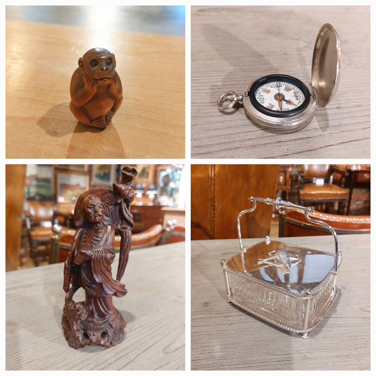 eversleybarn's tweet photo. #dogpainting #netsukemonkey #chineserootcarving #pocketcompass #sardinejar #judismithantiques #eversleybarnantiques https://t.co/ejuyTK1F5a
