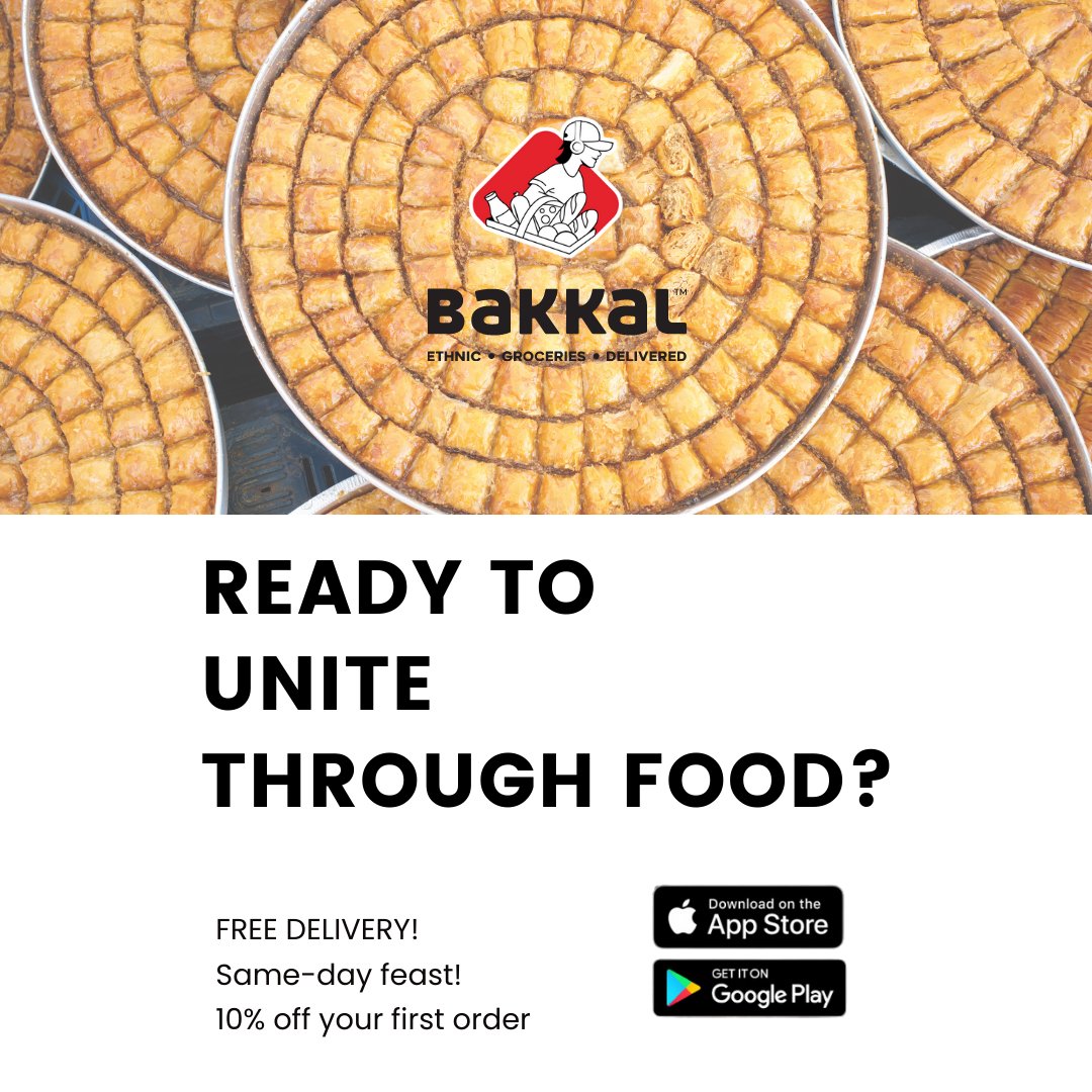 Craving the flavors of distant lands? Bakkal, the ultimate authentic grocery delivery app, is here to make your taste buds travel! ✈️✨

#Bakkal #EthnicFoodDelivery #FlavorsOfTheWorld #CulinaryAdventure #InternationalCuisine #TasteTheWorld #FoodieLife #DownloadNow