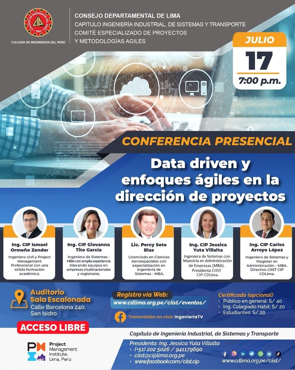 jessicayuta's tweet photo. Conferencia Presencial:
DATA DRIVEN Y ENFOQUES ÁGILES EN LA DIRECCIÓN DE PROYECTOS
Lunes 17/07/2023 - 7pm

Registro:
https://t.co/pq4Do2LPDP

#ciist #jessicayuta #alfabetizaciondigital #transformaciondigital #educacion #digital #pymes #mujeres #Ingeniería #tecnologia #technews https://t.co/Qs9DQzUjME