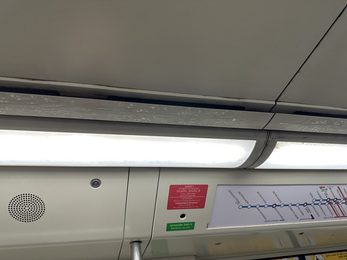 GuptaAnvesha's tweet photo. @OfficialDMRC I guess we have to enjoy rainy weather inside the metro as well. Such maintenance. https://t.co/bnJKyrkbQ9