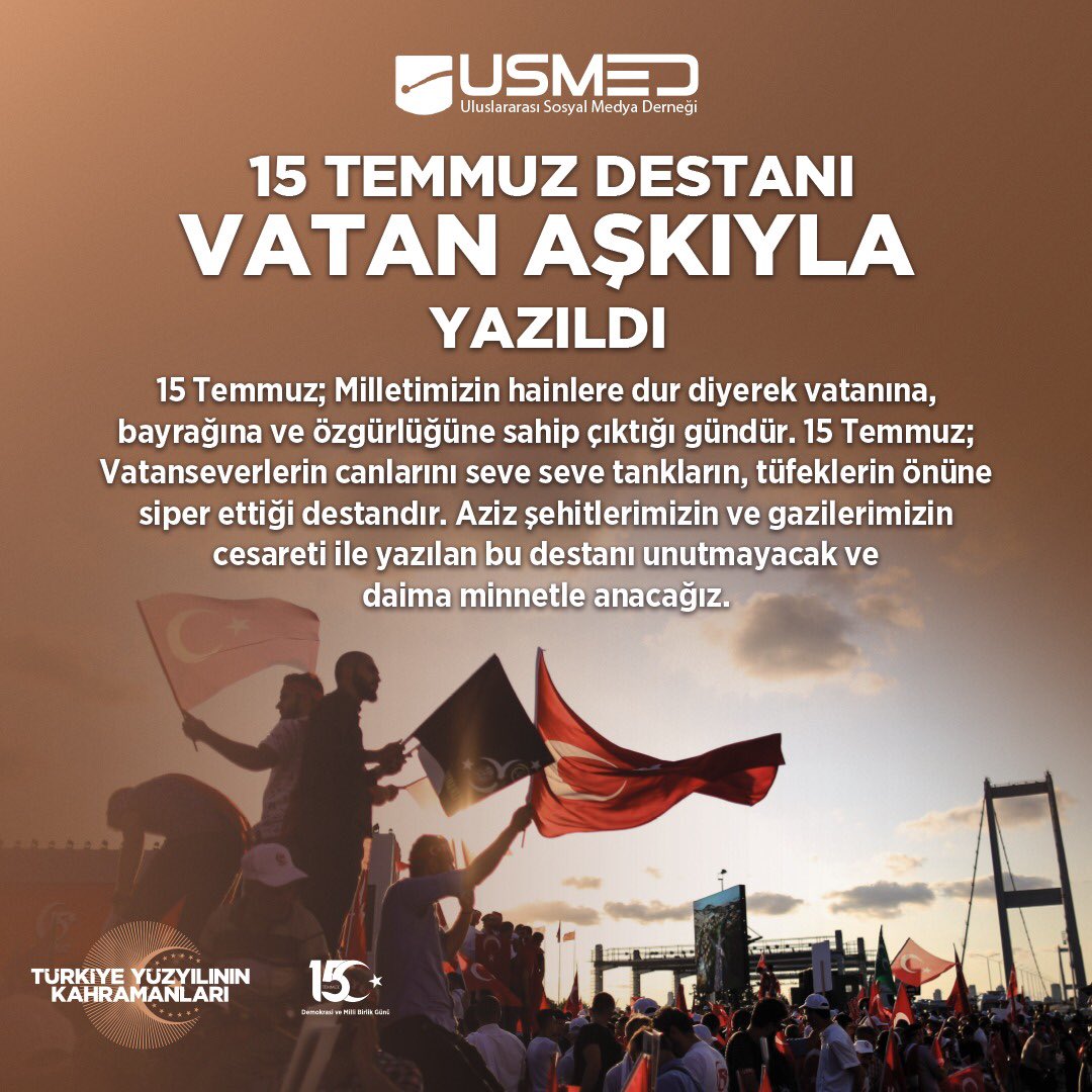 15 Temmuz Destanı: Vatan Aşkıyla Yazıldı 🇹🇷

#15Temmuz 🇹🇷
#TürkiyeYüzyılınınKahramanları

<a href="/saidercan/">Said Ercan 🇹🇷 🌍</a>