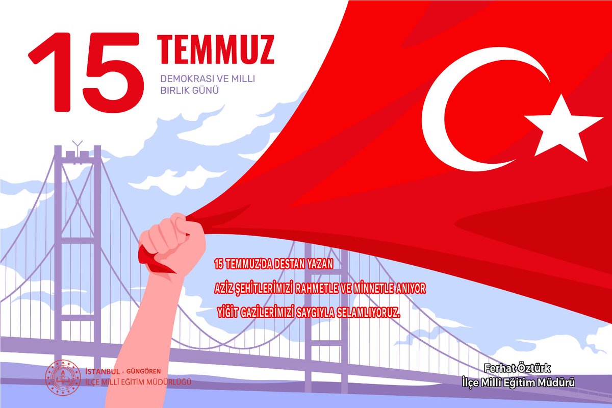 _ferhat_ozturk's tweet photo. Aziz şehitlerimizi rahmet ve minnetle anıyor, yiğit Gazilerimizi saygıyla selamlıyorum.

#15TEMMUZDESTANI 
#15Temmuz 
#15TemmuzDemokrasiveMilliBirlikGünü https://t.co/GINzxhO3eB