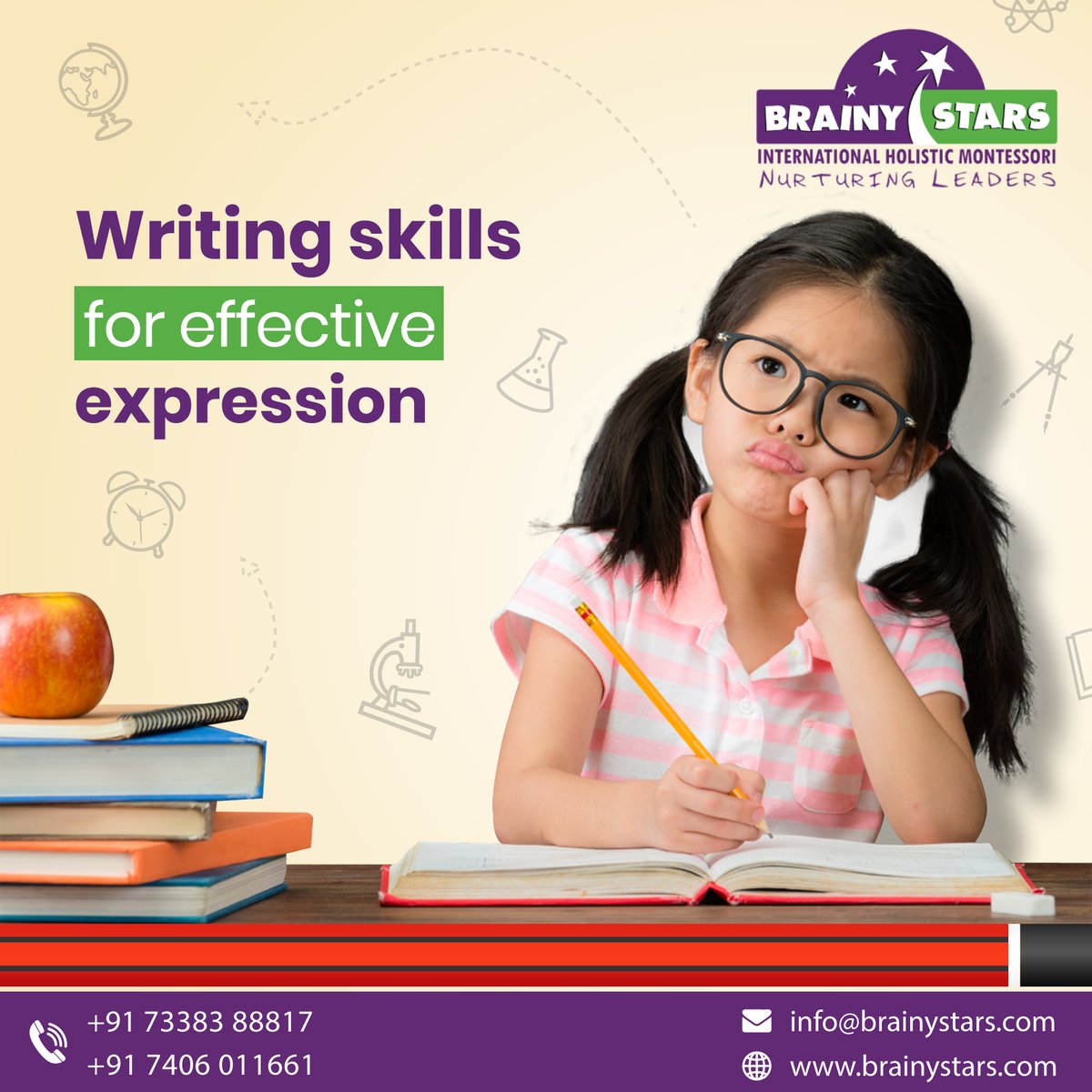 When kids learn writing from a young age, they tend to face fewer difficulties in mastering other skills later in life. 

Visit: brainystars.com
Contact: 7338388817

#brainystars #holisticschool #playschool  #teaching #learning #learningskills #writing #writingskills