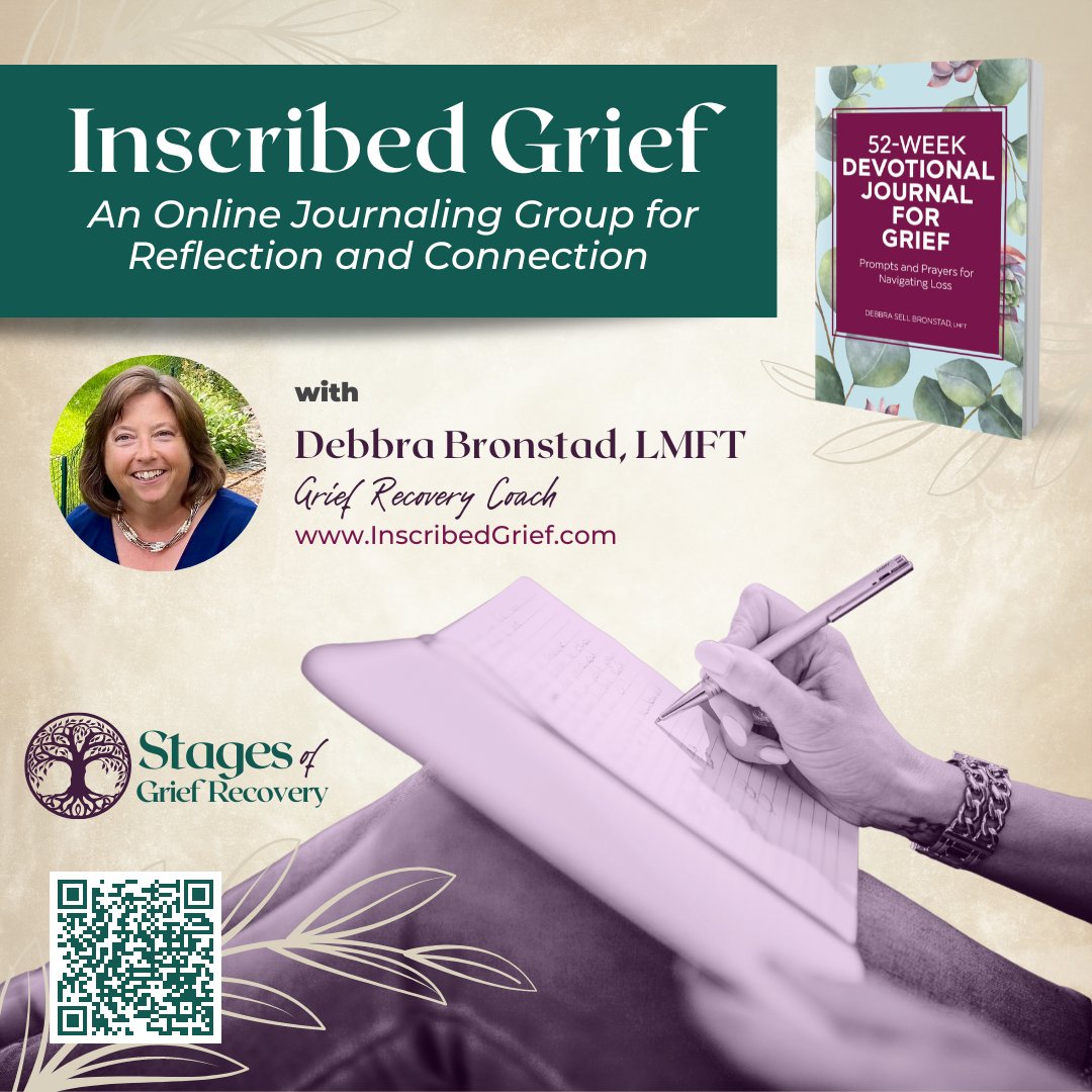 I would like to invite you to join Inscribed Grief, an Online Journaling Group for Reflection and Connection.  The Inscribed Grief Journaling Group provides a safe and supportive environment for sharing thoughts and feelings related to grief. 
InscribedGrief.com
