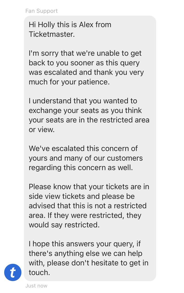 hollelyse03's tweet photo. @TicketmasterUK After waiting 3 days for a reply, they’re trying to make out they haven’t given us obstructed view seats for the Eras Tour, &amp; have said we can’t change it we can only have a refund. So unfair that pre-sale people were given the worst seats! £400 for back of stage. https://t.co/xhaZHubREb