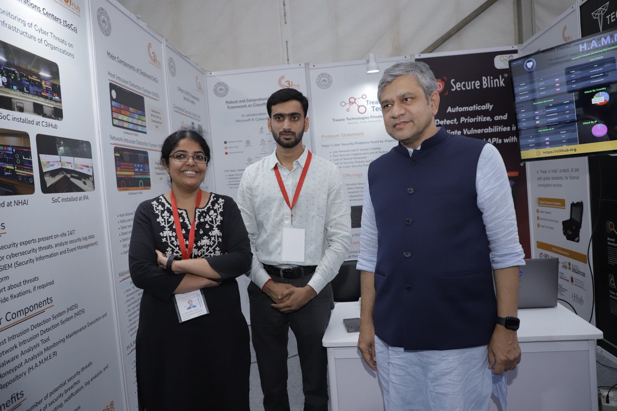 We are super delighted to host @IITKanpur Alumni and Hon'ble Minister of @RailMinIndia , Communications, and @GoI_MeitY Mr. @AshwiniVaishnaw to our C3iHub stall during @g20org Conference on 'Crime and Security in the age of NFTs, AI & Metaverse' 

#G20CCS #G20Conference @IndiaDST