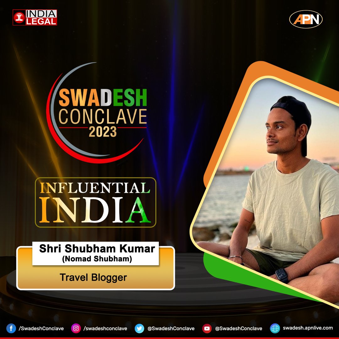 Join us in extending a warm welcome to our esteemed guest and influential trailblazer Mr. Shubham Kumar✨
.
.
.
.
#swadeshconclave #awardshow #influencer #traveller #travelinfluencer #youtuber #influencerindia #influence #annualevent #indialegalapp #ilrf #indialegal #apn #apnnews