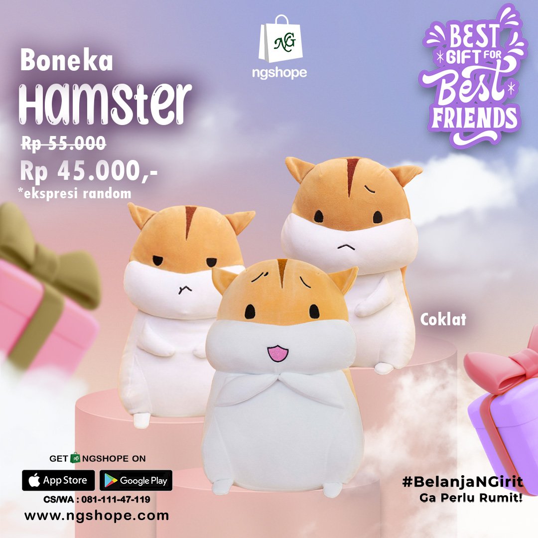 ngshopecom's tweet image. Dapatkan boneka hamster lucu ini untuk kamu dan sahabatmu!😍✨ Checkout langsung di NGshope😉

bit.ly/3NCe1ld

#NGshope #belanjaNGirit #bonekalucu #bonekahamster #bonekahamsterlucu #boneka #bonekamurah #bonekakarakter #bonekahewan #bonekaunik